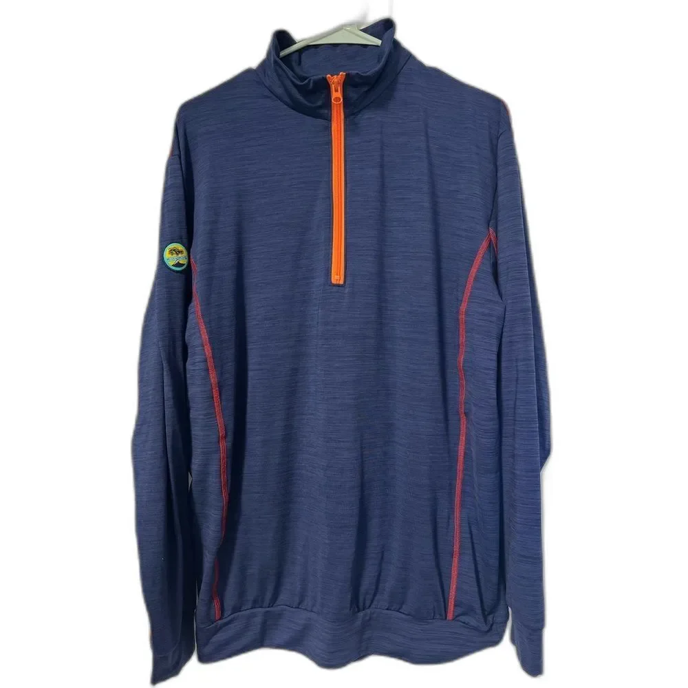 Wears Woody Performance Blend navy blue half zip stretch pullover size large